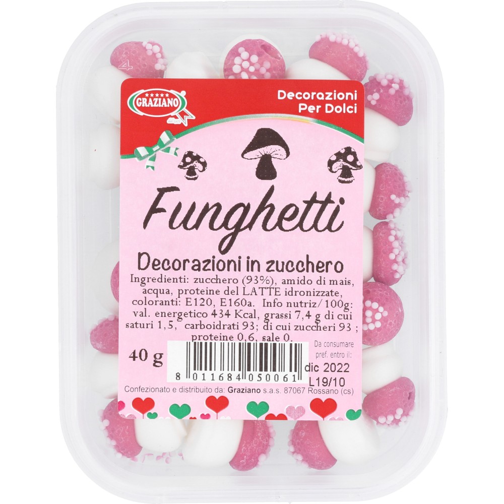 Decorazioni in zucchero Funghetti 40g