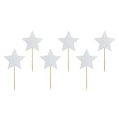 Cupcake Toppers Stelle Argento 6 Pz | Graziano Sas