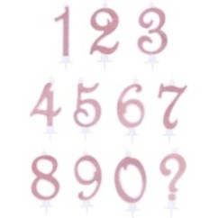 Candelina Numerale Glitter Rosa Gold | Graziano Sas