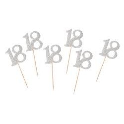 Picks 18 anni Glitter Argento 6 pz