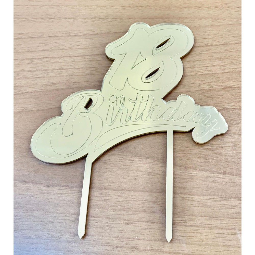 Cake Topper Birthday Oro 18 plex