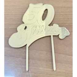 Cake Topper Birthday Oro 50 plex