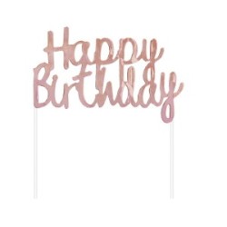 Cake Topper Rosa Gold Happy Birthday