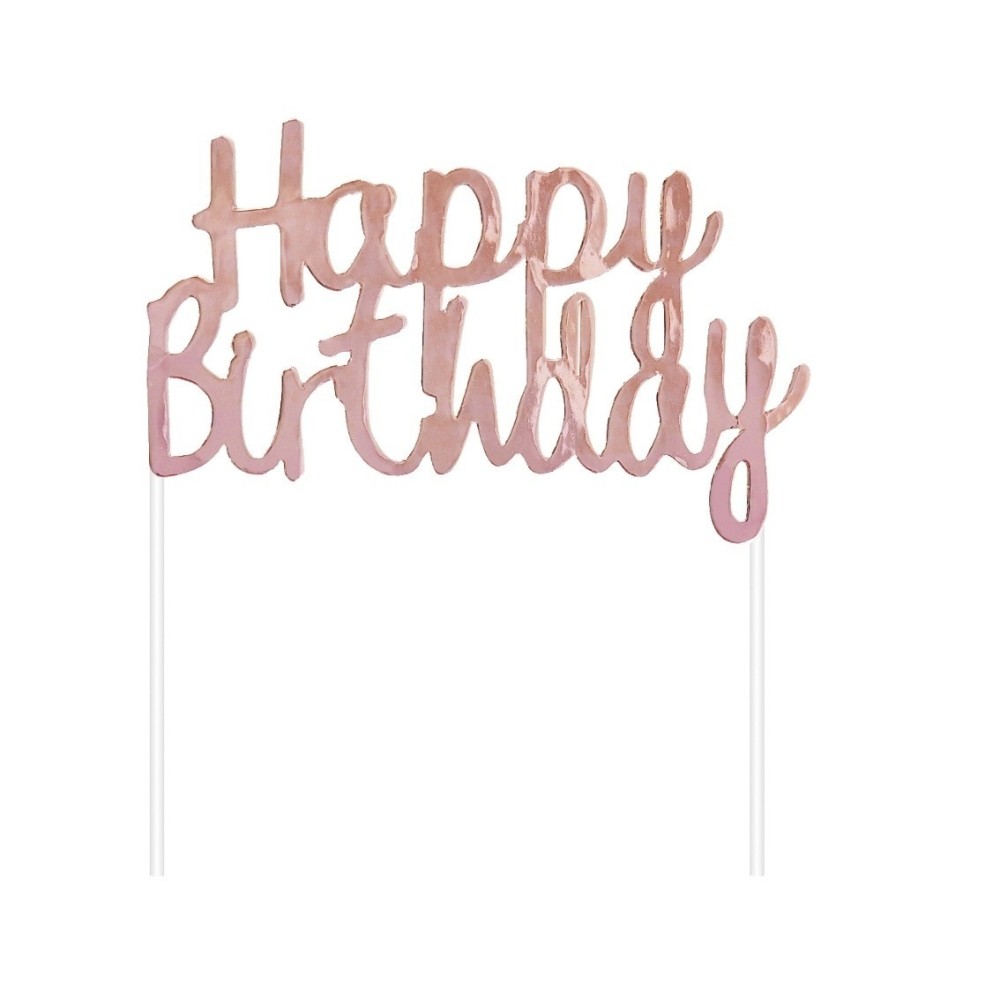 Cake Topper Rosa Gold Happy Birthday