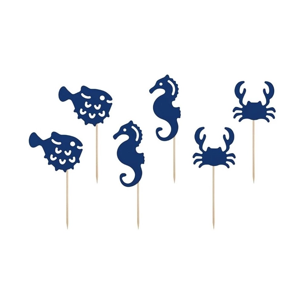 Cupcake Toppers Animali marini 6 Pz