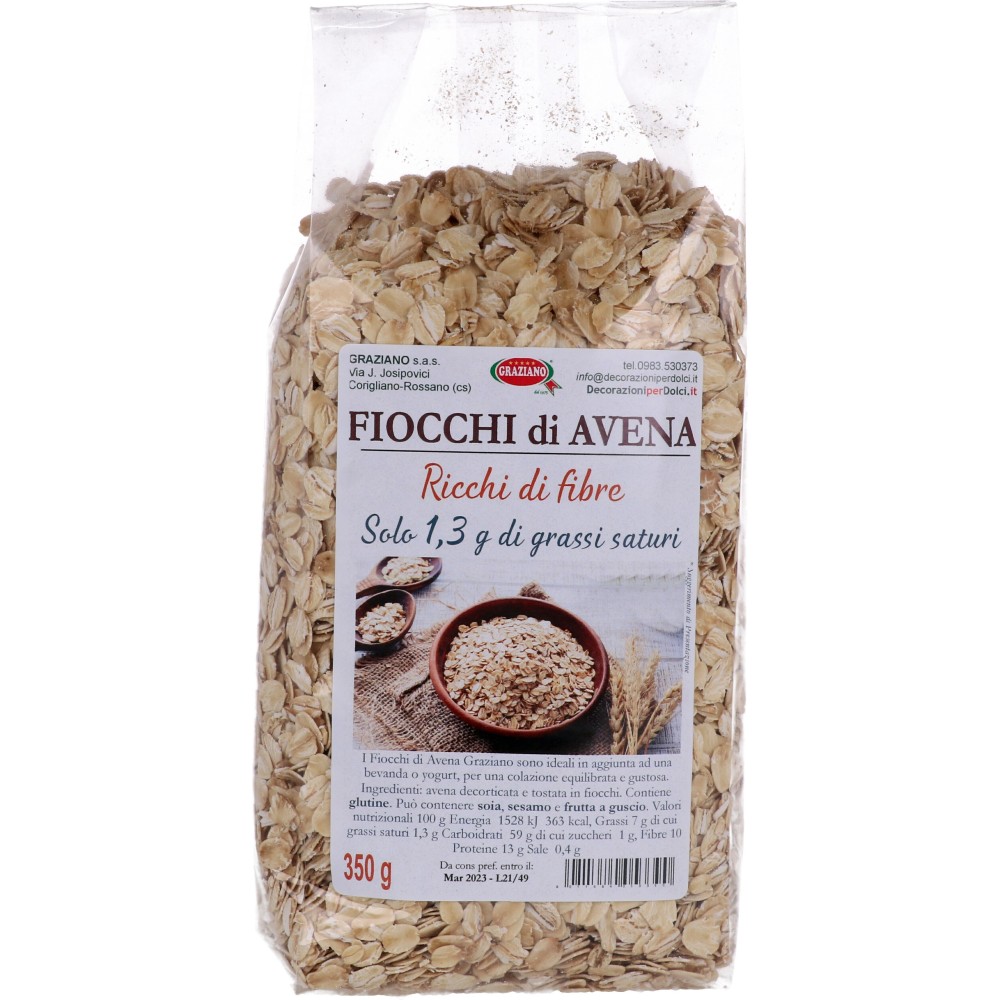 Fiocchi di Avena 350g Ricchi di Fibre Colazione | Graziano