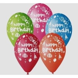 Palloncini lattice Happy Birthday multicolor 5 Pz