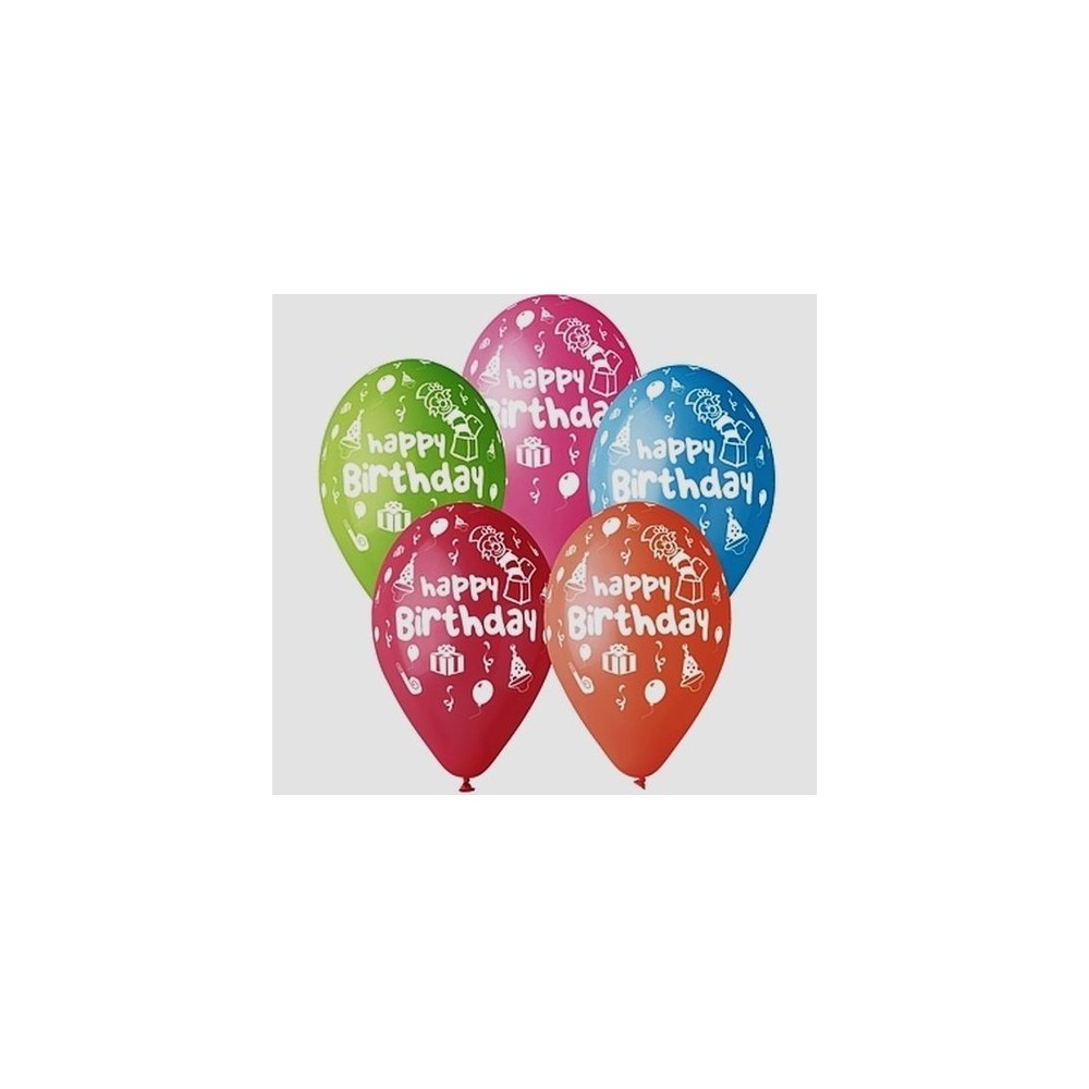 Palloncini lattice Happy Birthday multicolor 5 Pz