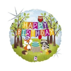 Mylar 18'' Animali del Bosco Happy Birthday