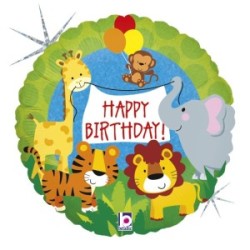 Mylar Minishape Animali della Giungla Happy Birthday