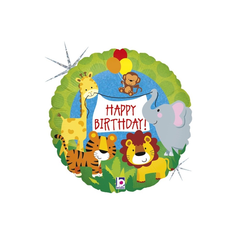 Mylar Minishape Animali della Giungla Happy Birthday