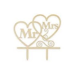 Cake Topper Mr & Mrs legno