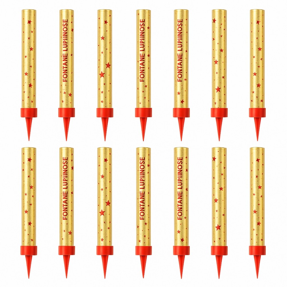 Fontane Luminose Oro per Torta 12 Pezzi 12 cm