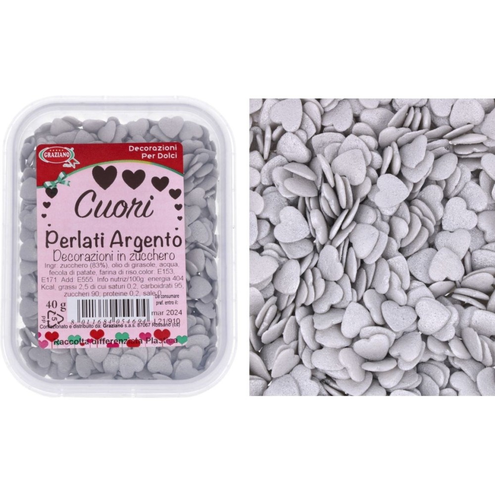 Cuori perlati argento 40g