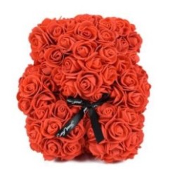 Orso di Rose Rosse con nastrino nero | Decorazioni
