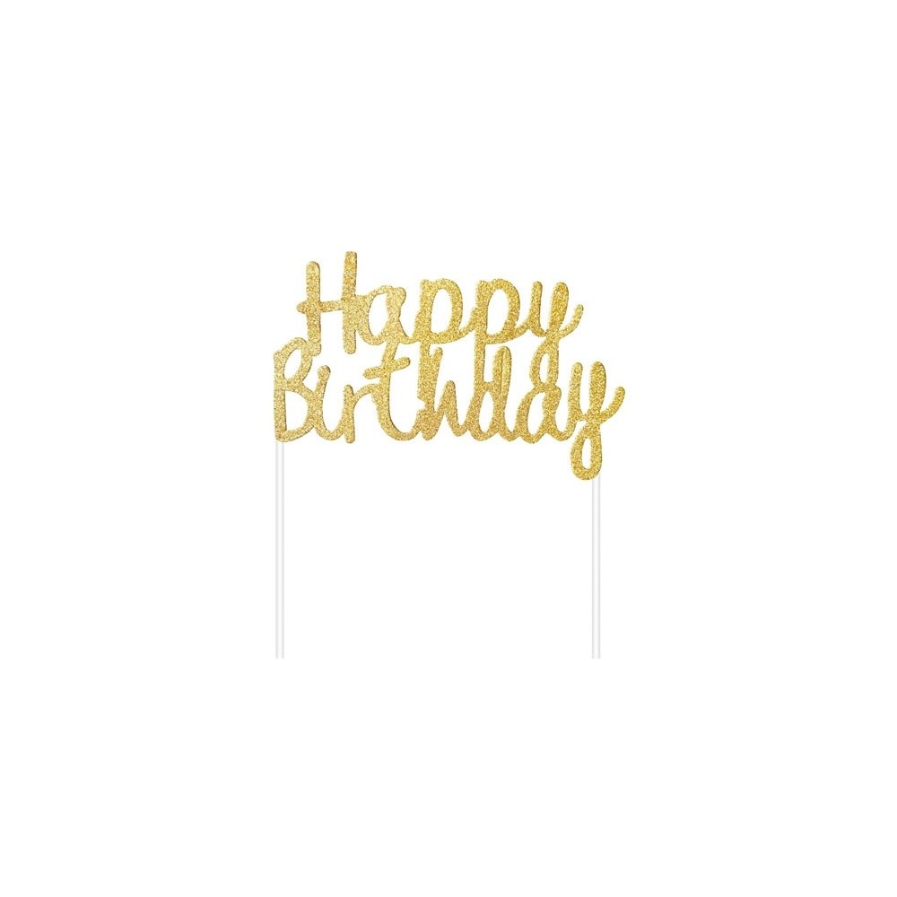 Cake Topper Oro Glitter Happy Birthday