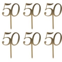 Mini Cake Topper 50 oro 6pz | Graziano Sas