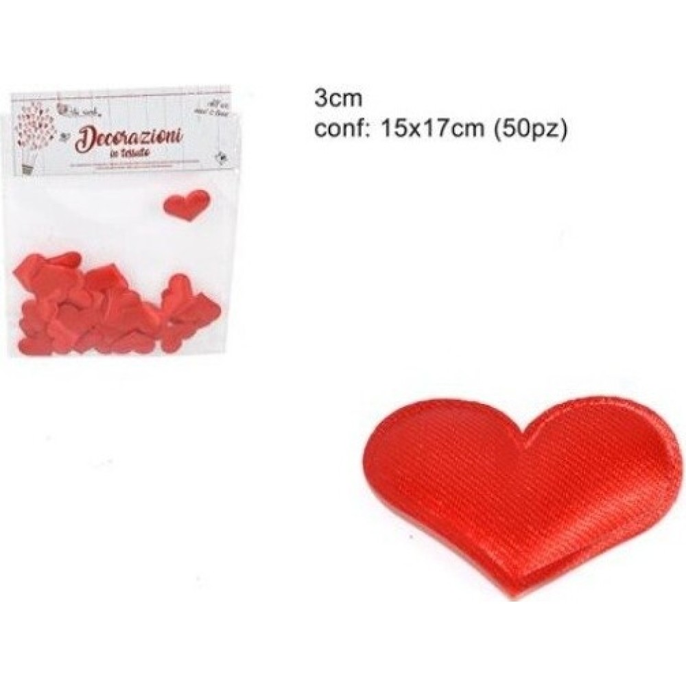 Cuori decorativi tessuto 50 pz | Graziano Sas