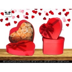 Set 3 Scatole Cuore Con Fiocco