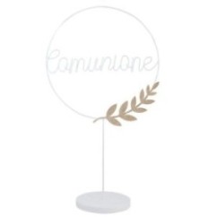 Cerchio metallo bianco e oro Comunione con base | Graziano Sas