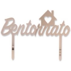 Cake Topper Bentornato Oro in Plex 11x16 cm