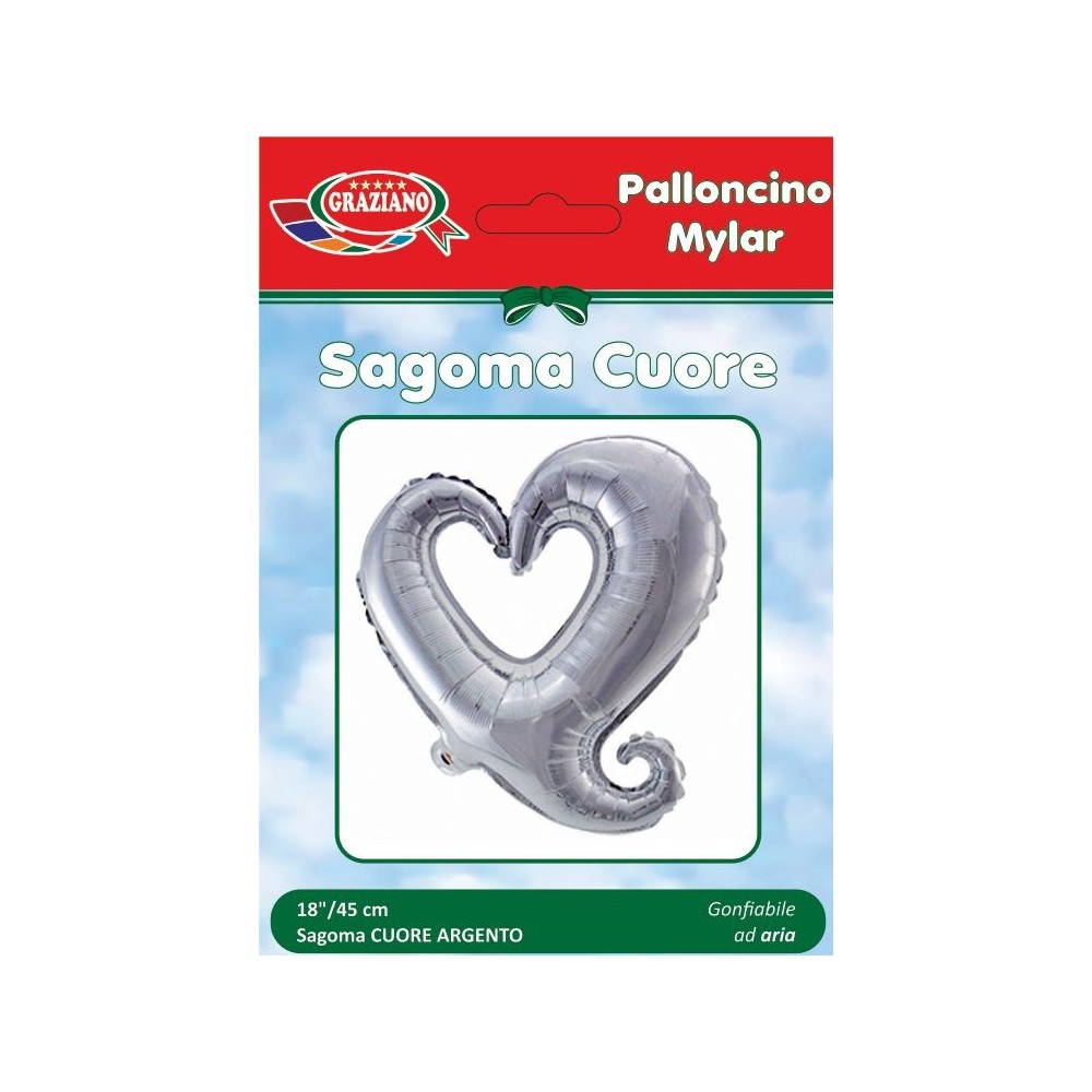 Palloncino sagoma cuore Graziano argento