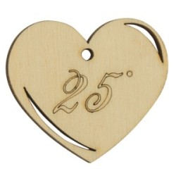 ciondolo in legno cuore 25 anniversario