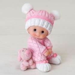 Centrotorta Bambina seduto con Peluche rosa