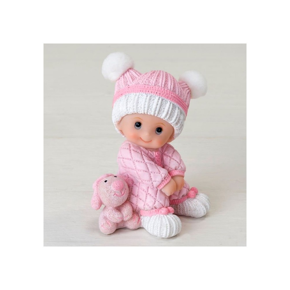 Centrotorta Bambina seduto con Peluche rosa