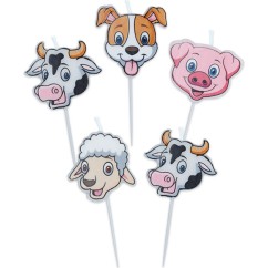 Candeline Picks Animali della fattoria 5 Pz | Graziano Sas