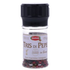 Tris di Pepe in Grani con Macinino 15 g – Selezione Gourmet | Graziano Sas
