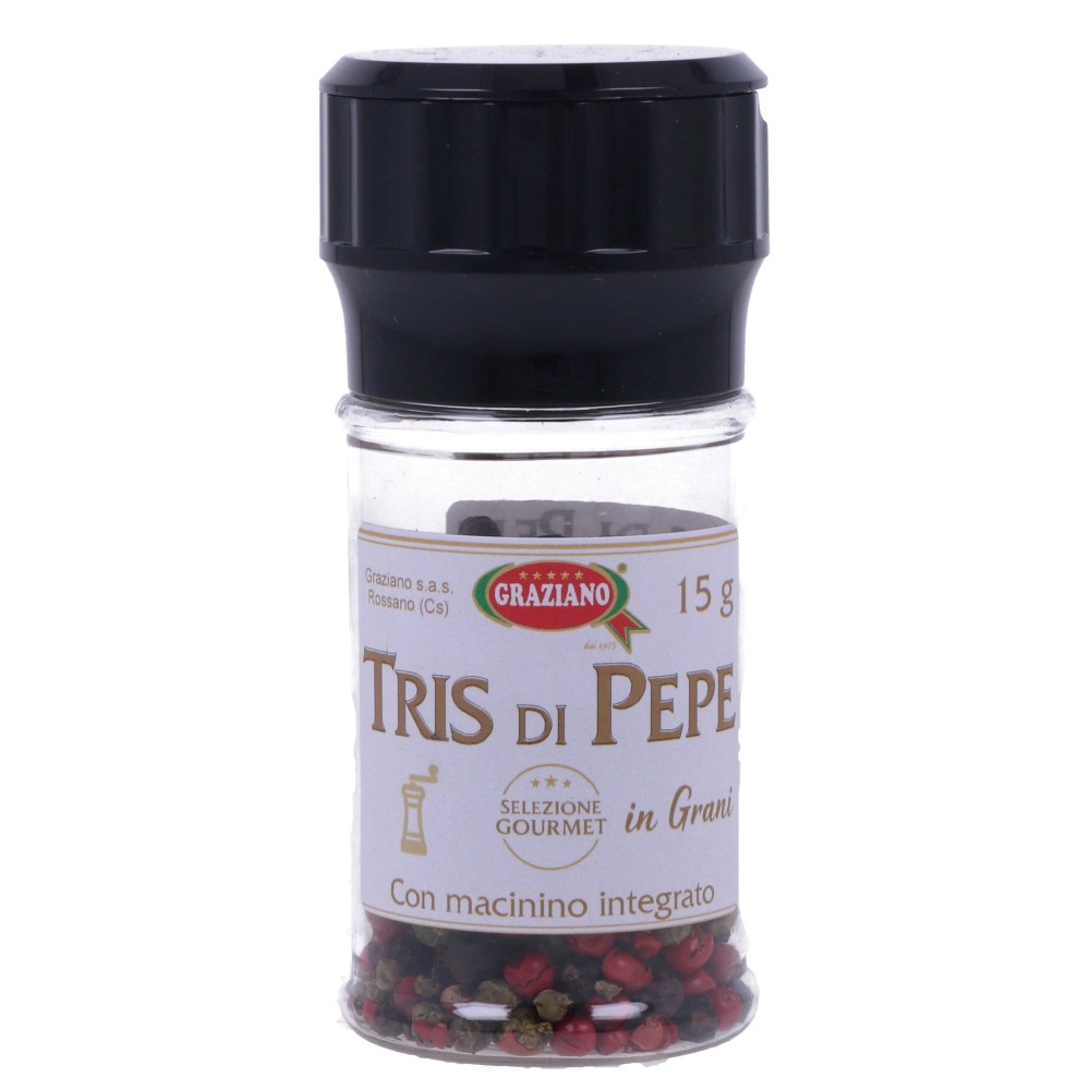 Tris di Pepe in Grani con Macinino 15 g – Selezione Gourmet | Graziano Sas