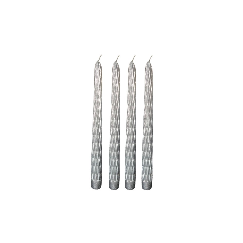 Set 4 Candele Argentate Intagliate | Graziano Sas