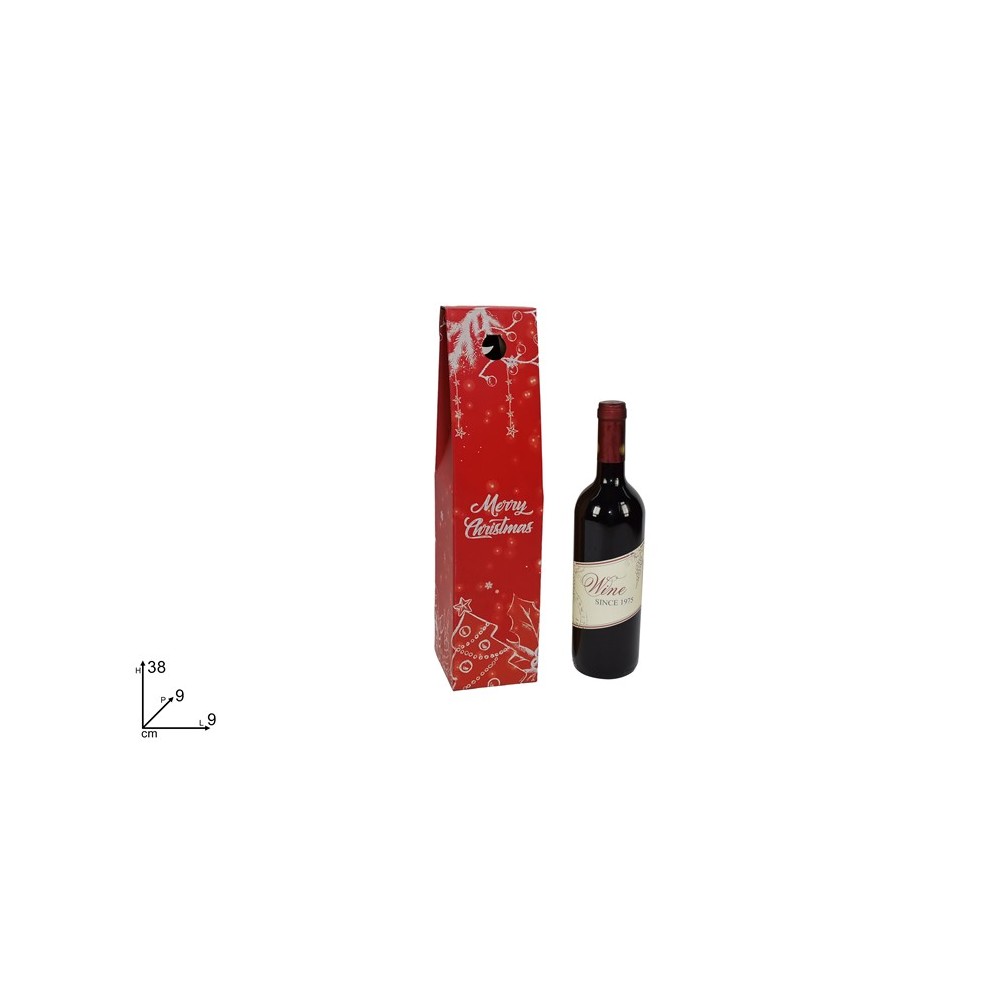 Scatola Porta Bottiglie Rossa “Merry Christmas” – 1, 2 o 3 Bottiglie | Graziano Sas