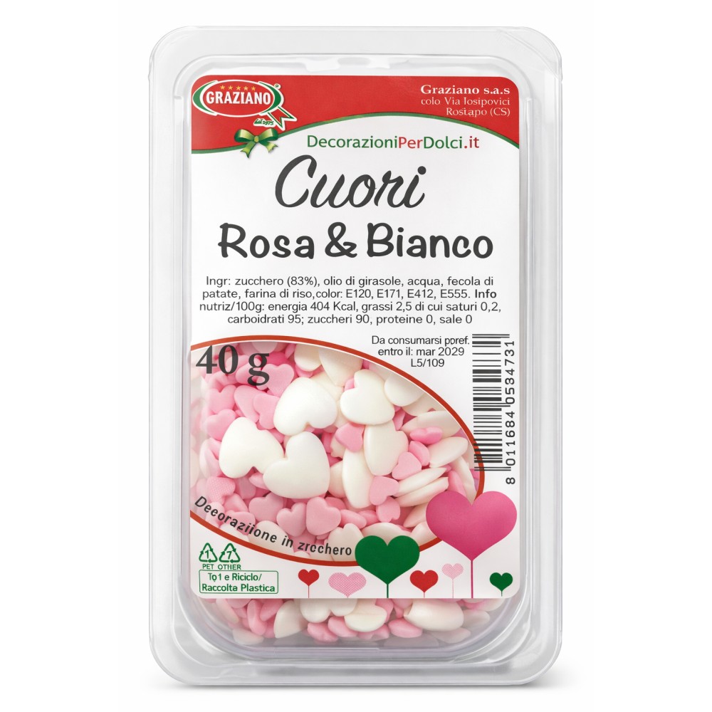 Cuori rosa e bianco 40g | Graziano Sas