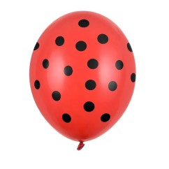 Palloncini Rossi con Pois Neri 30 cm 6 pz | Graziano