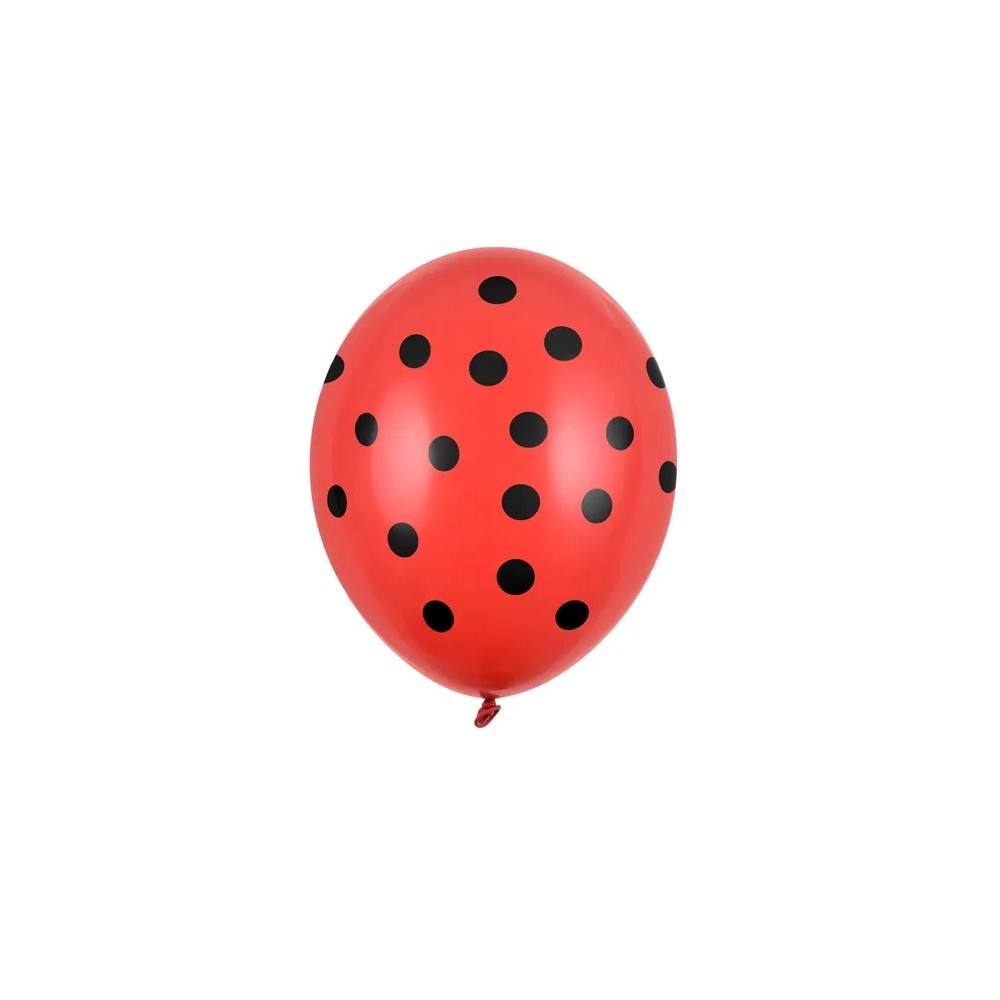 Palloncini Rossi con Pois Neri 30 cm 6 pz | Graziano