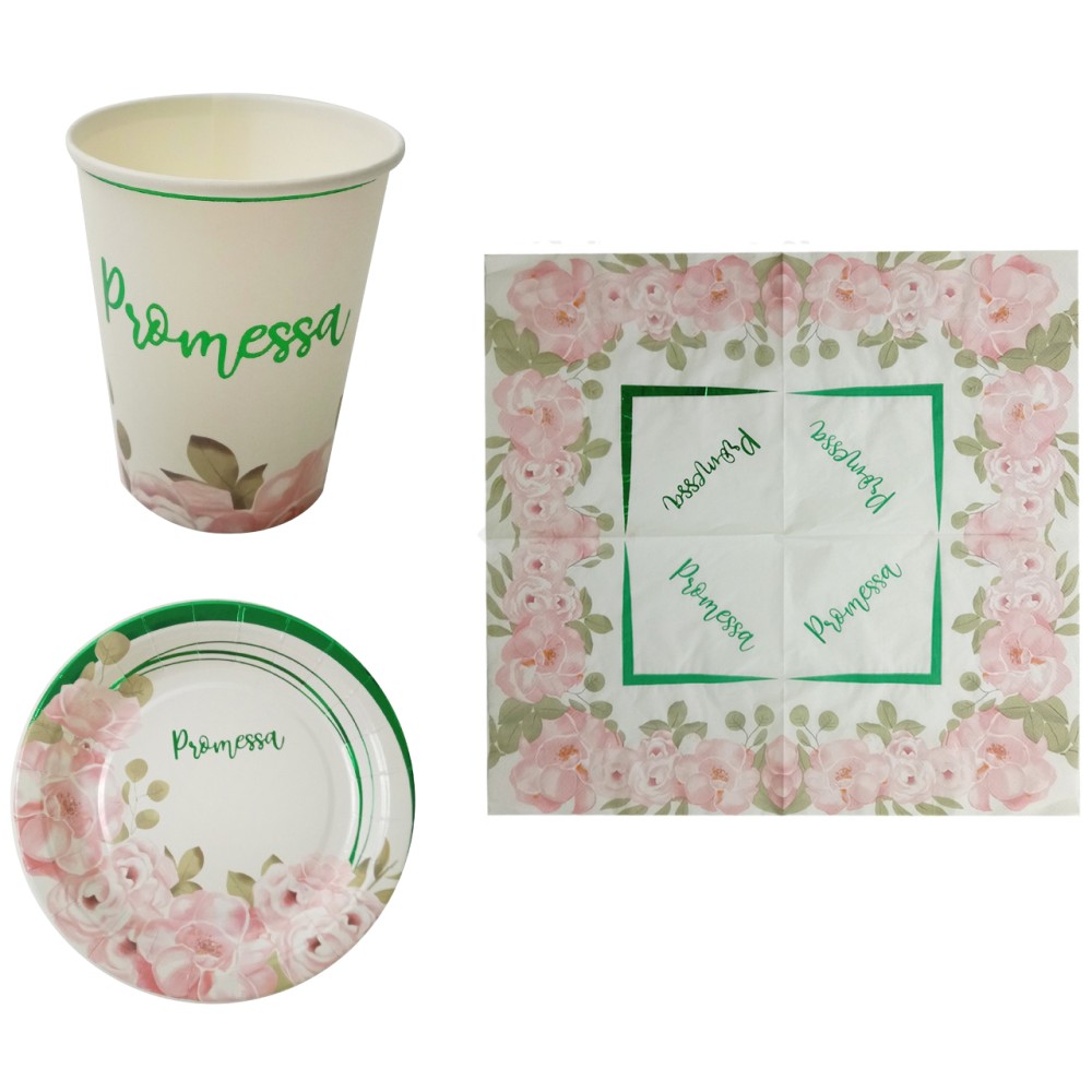 Coordinato Tavola Promessa Fiori Rosa | Decorazioni Graziano