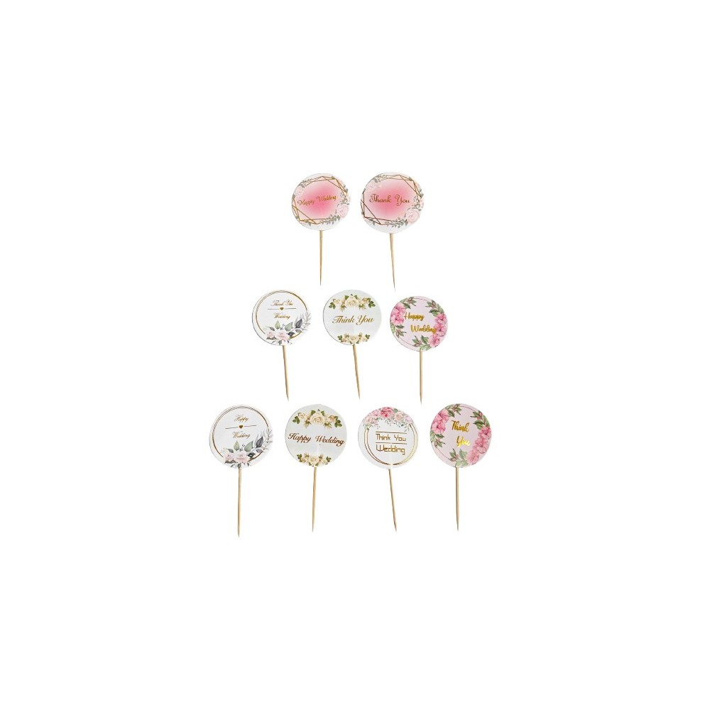 Topper Cupcake Matrimonio Floreali 10 pz | Decorazioni Graziano