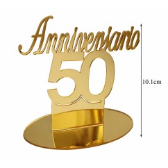 Topper Anniversario 50 Plexiglass Dorato | Nozze d’Oro