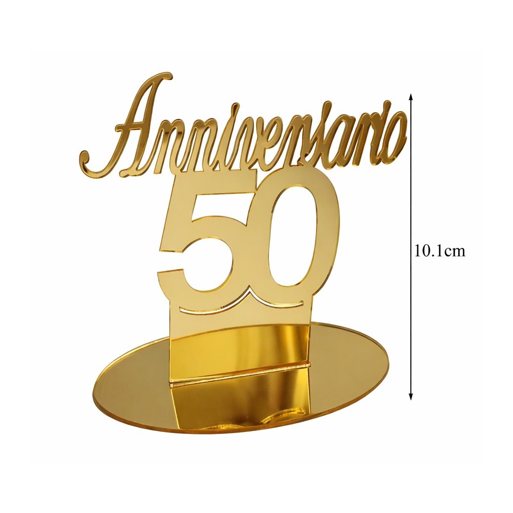 Topper Anniversario 50 Plexiglass Dorato | Nozze d’Oro