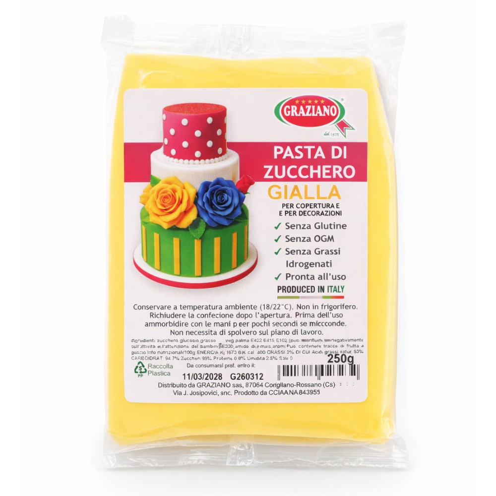 Pasta di Zucchero Gialla 250 g Senza Glutine | Graziano