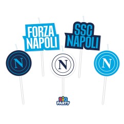 Candeline SSC Napoli 8 cm Set 5 Picks Torta Calcio | Graziano