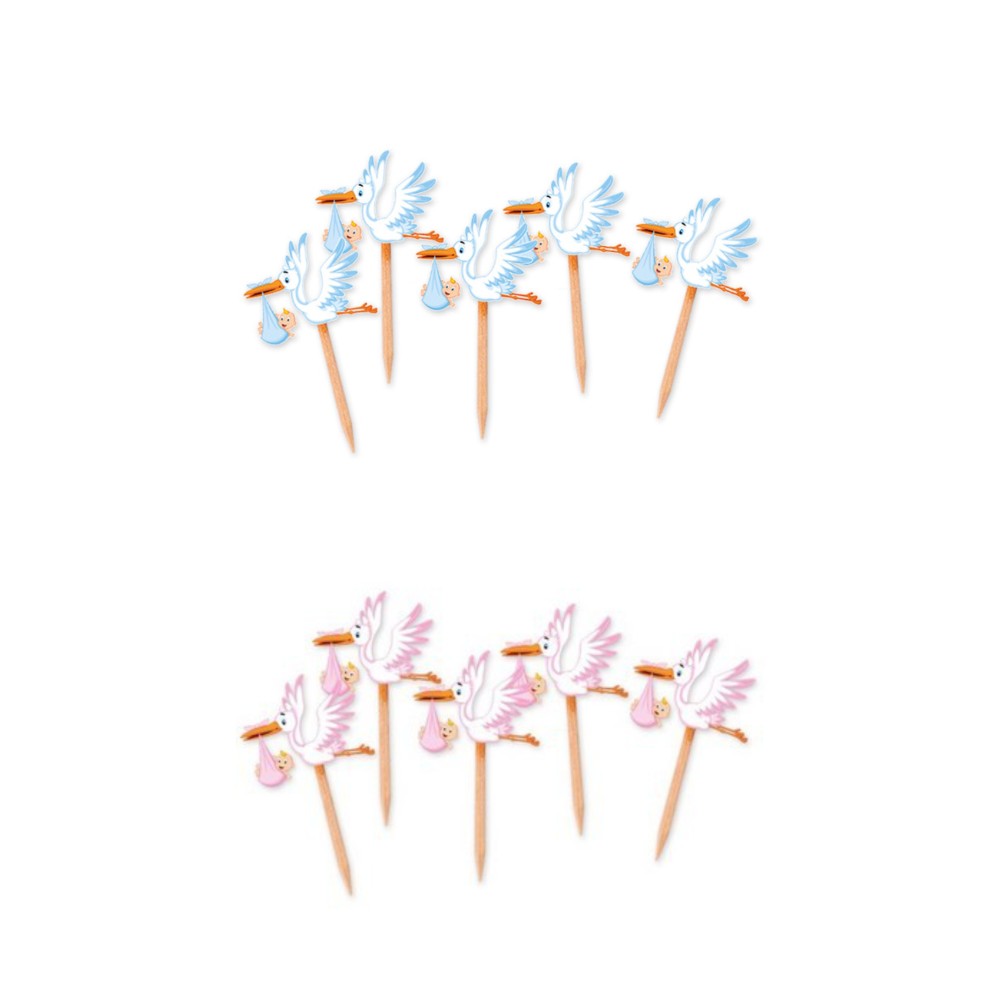 Picks Cicogna Nascita 7 cm Set 25 Baby Shower | Graziano