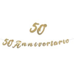 Festone 50° Anniversario Oro 3 m Decorazione Festa | Graziano