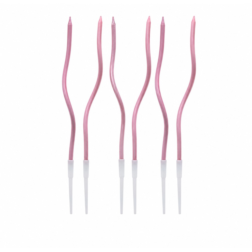 Candeline Ondulate Rosa Metal 12,5 cm Set 6 | Graziano