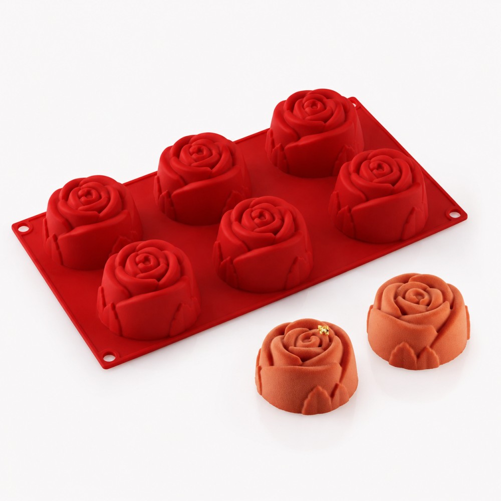 Stampo Rose 6 Silikomart in Silicone per Monoporzioni