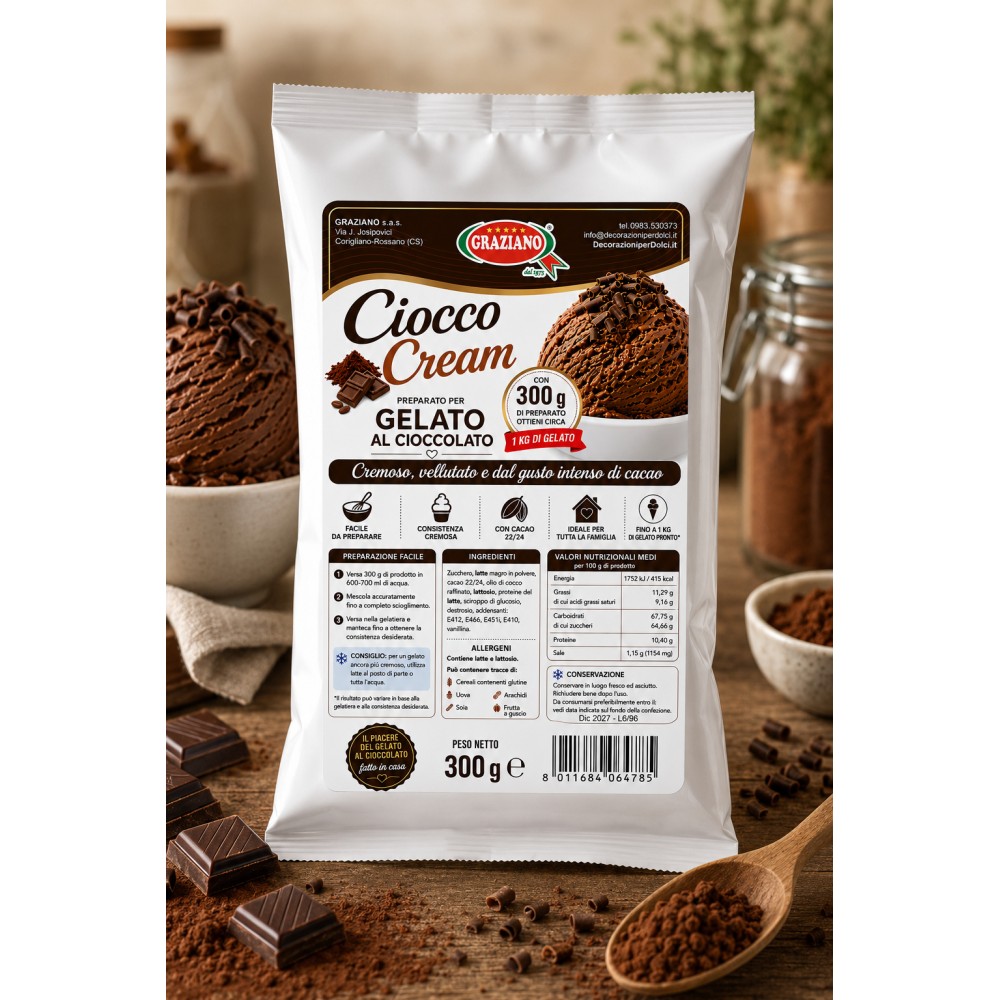 Preparato Gelato al Cioccolato 300 g CioccoCream | Graziano sas