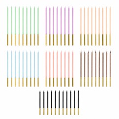 Candeline stelo 14 cm con base oro – Set 12 pezzi