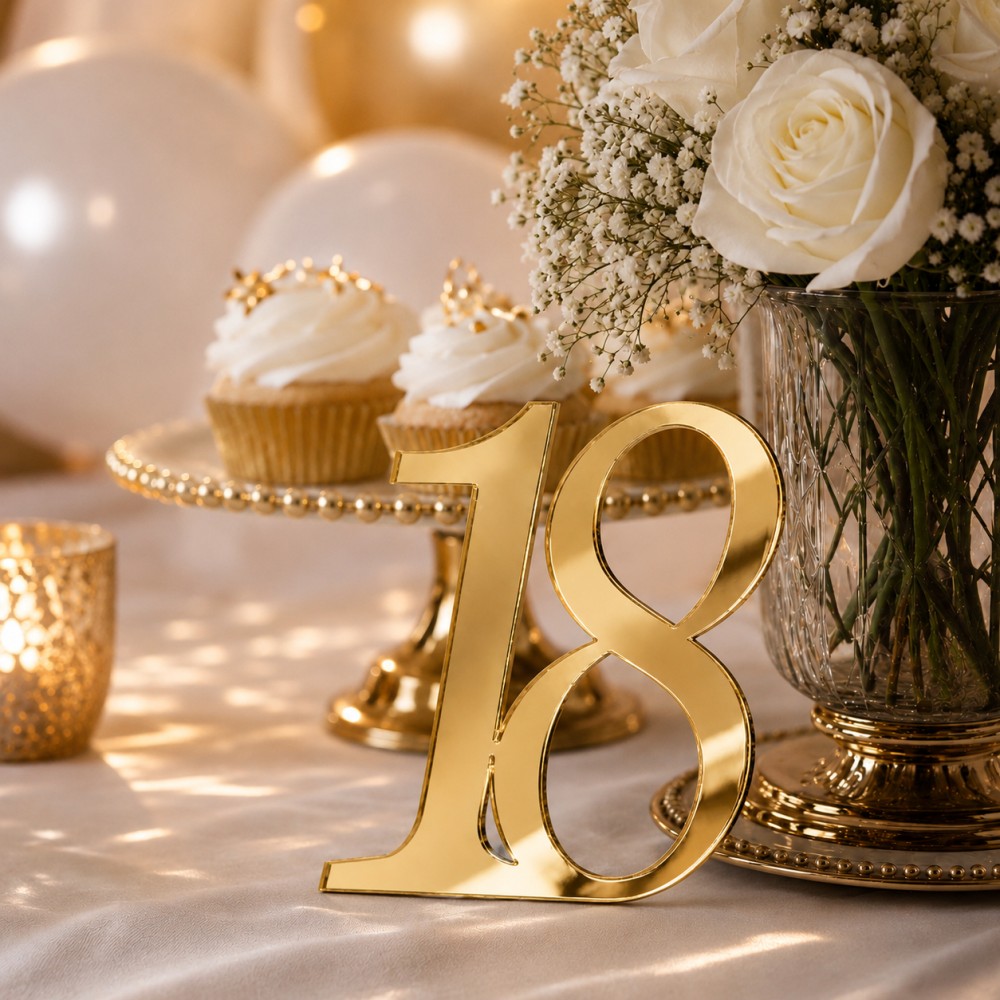 Decor Number 18 Oro Specchiato per 18° Compleanno